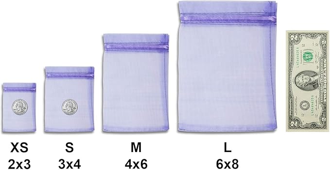 TheDisplayGuys 48-Pack 4x6 Lavender Sheer Organza Gift Bags - Image 4