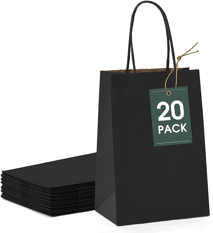 GSSUSA Kraft Paper Gift Bags 5.25x3.75x8'' 20 Pcs, Bulk Kraft Gift Bag by GSSUSA