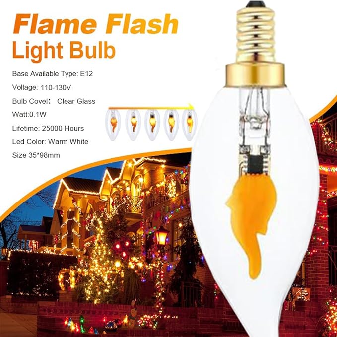 Stereover E12 LED Flickering Flame Decoration Light Bulbs, Stereover Flicker - Image 2