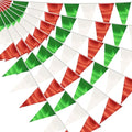 40M/130FT White Green Red Triangle Pennant Banner Flag Metallic Fabric Bunting by raqieden