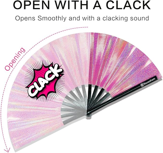 Large Rave Fan, Clack Folding Hand Fan - Image 5