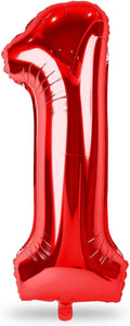 Red Number 1 Balloons, 40 Inch Large Foil Number Balloons Set 0-9 by Lingqiang