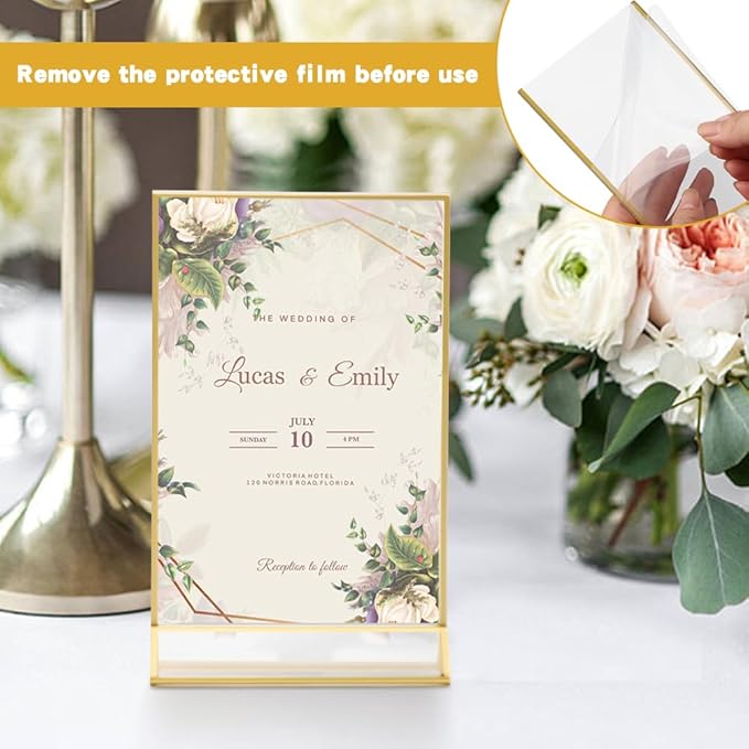 12 Pack Gold Acrylic Sign Holder 4 x 6 inch, Double Sided Gold Picture Frame - Image 5