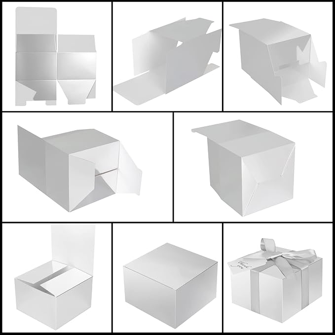 COTOPHER Small Gift Boxes 10 Pack 6x6x4 inches Silver Gift Boxes - Image 6