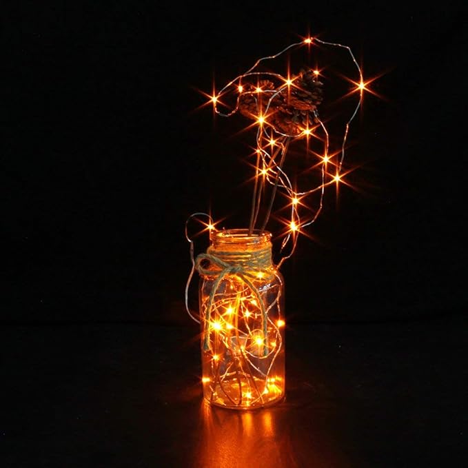 CYLAPEX 12 Pack Orange Fairy Lights String Battery Operated Fairy Lights Starry - Image 3