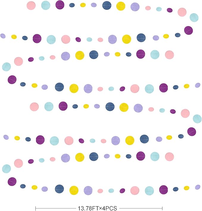 Oh Happy Day Decorations Navy Blue Yellow Purple Pink Boho Felt Circle Dot - Image 2