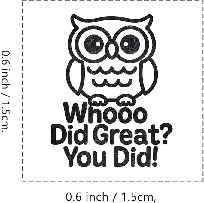 Owl Teacher Rubber Stamp, 3/5 Inch Small Mini Stamp - Image 2