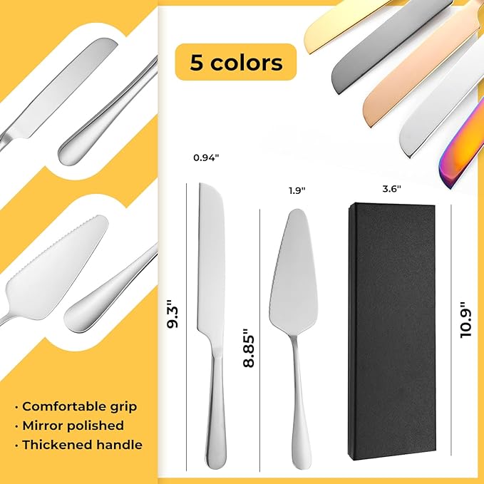 Personalized Wedding Cake Knife and Server Set Stainless Steel Cake Cutter - Image 4