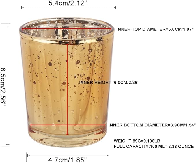 Gold Mercury Glass Tea Light Holders Set of 36 - Image 2