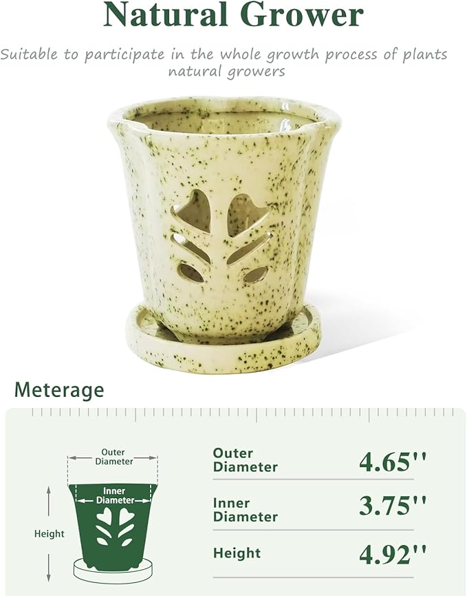 Orchid Pot 4 Inch, Ceramic Orchid Pots - Image 2