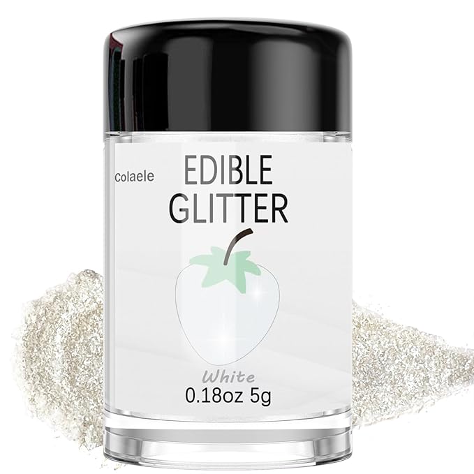 White Edible Glitter Glimmer Powder by Enjoyyourcolorfullife