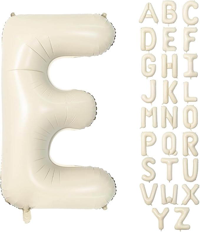 40 Inch Letter Balloons E, Big Custom A-Z Alphabet Foil Name Balloon Cream White by KAINSY