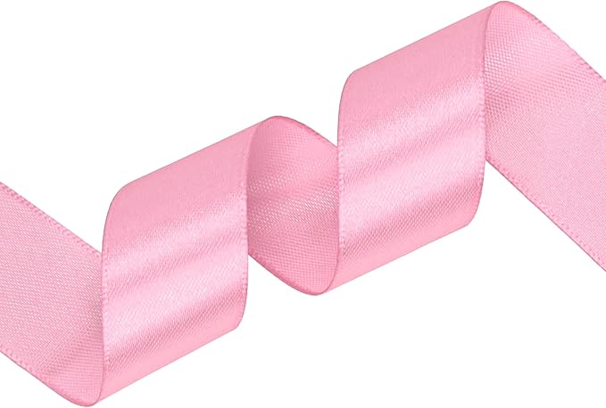 Rose Pink Satin Ribbon 1 inch X Continuous 100 Yards, Single Face Polyester - Image 2