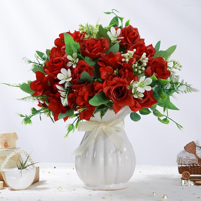 LESING Artificial Rose Silk Hydrangea Flowers Bouquets - Image 2