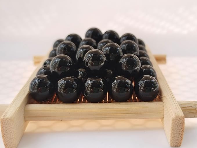 Stone Beads 8mm 100pcs Black Agate Beads Round Loose Gemstones Beads - Image 2