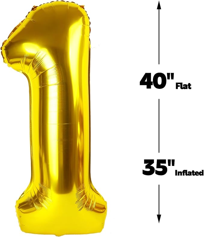 Gold Number 1 Balloon 40 inch, Number 1 Birthday Balloons - Image 2