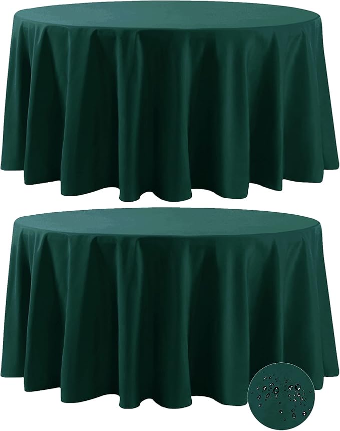 Fokitut 2 Pack Waterproof Round Tablecloth, 120 Inch, Stain Resistant and by BalsaCircle