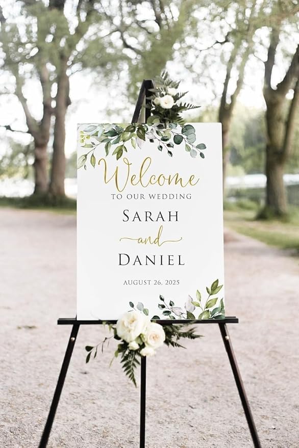 Greenery Wedding Welcome Sign, Eucalyptus Wedding Sign, Botanical Welcome - Image 3