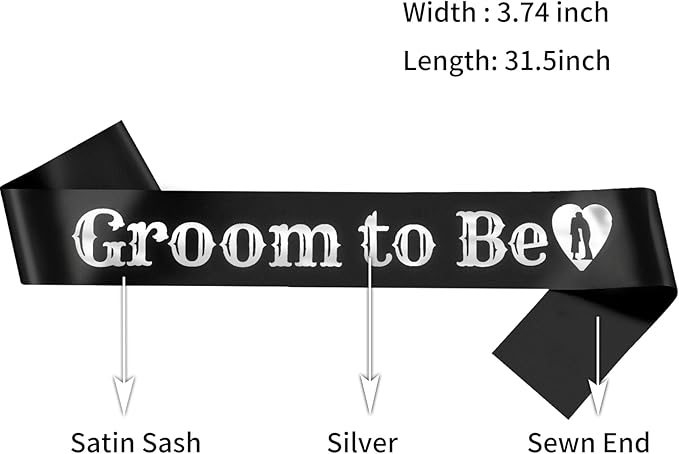 Black Groom to Be Sash Silver Foil& Silver Bride to Be - Image 2