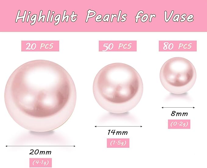 150Pcs Pink Polished No Hole Faux Pearl Beads - Image 2