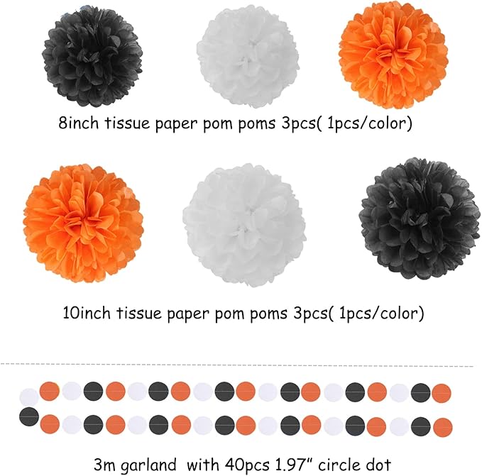 Black White Orange Halloween Party-Decorations - Image 3