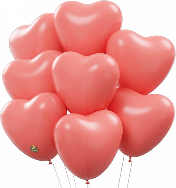 AFTERLOON® Biodegradable Balloons 24 pcs Living Coral 10 Inch Heart Shaped by AFTERLOON%C2%AE