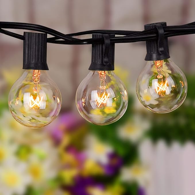 SUNSGNE 50ft Outdoor Globe String Lights G40 Patio String Lights by SUNSGNE