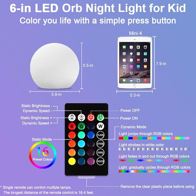 6-in Cordless LED Globe Orb Light - Image 8