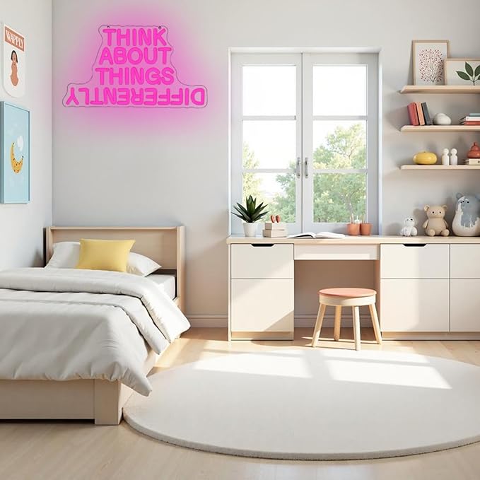 Think About Things Differently Neon Sign, Dimmable Office Neon Light, Study Room - Image 7
