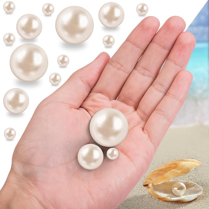 150Pcs Cream Polished No Hole Faux Pearl Beads - Image 5