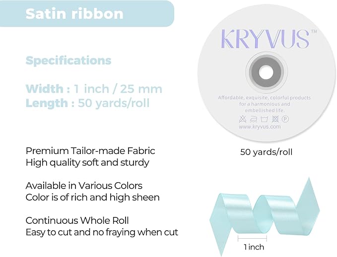 Light Blue Satin Ribbon 1 inch X Continuous 50 Yards, Single Face Polyester - Image 3