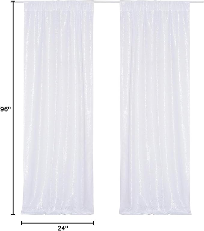 Poise3EHome White Sequin Backdrop Curtains, 2 Panels 2FTx8FT Glitter Background - Image 10
