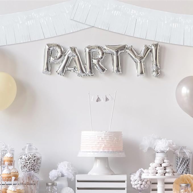 BEISHIDA 3 Packs Metallic Foil Fringe Garland Macaron White Wall Hanging Tinsel - Image 4
