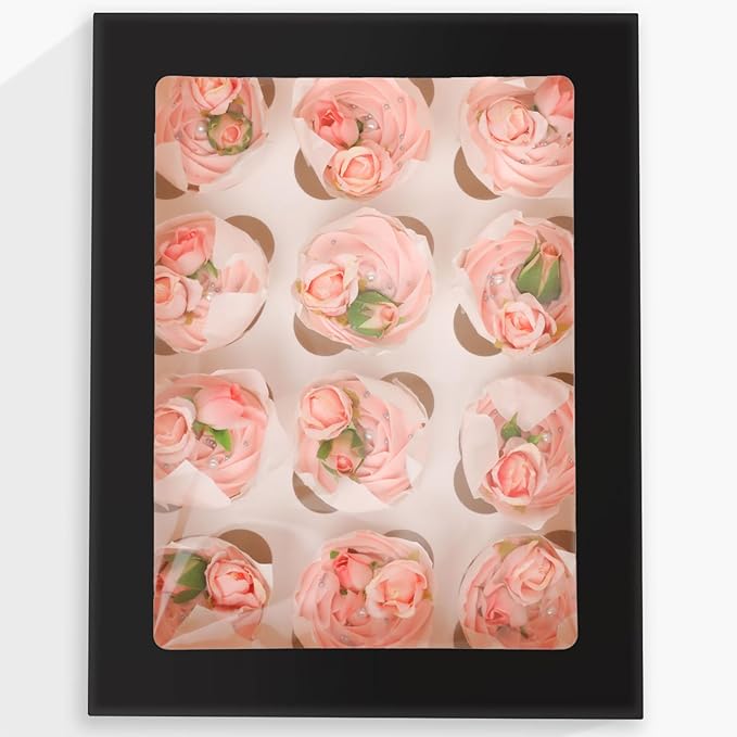 12 Cupcake Containers 10-Packs Black Cupcake Box Cupcakes Carrier, 12 Cupcake by Bakepacker