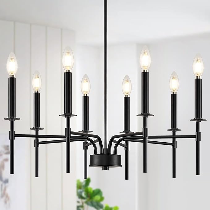 8 Light Black Chandelier Light Fixture, Modern Farmhouse Chandeliers by ZUYURTLighting