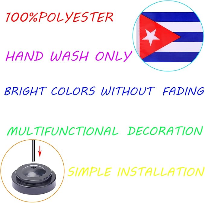 WXTWK 2 Pack Cuba Flag Cuba Deluxe Desk Flag Set - Image 3