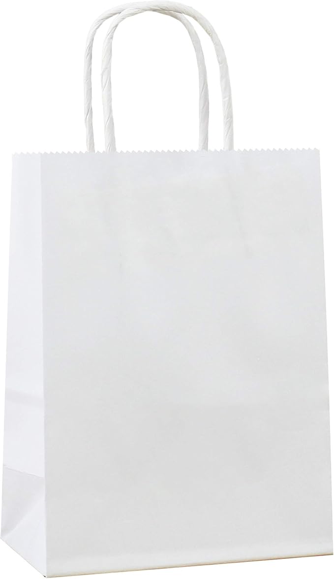 25 PCS Small Gift Bags White Kraft Paper Bag by ADIDOEVA