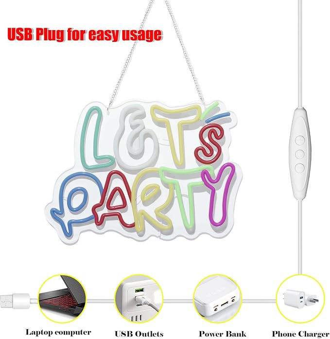 Let's Party Neon Sign for Wall Decor - Image 4