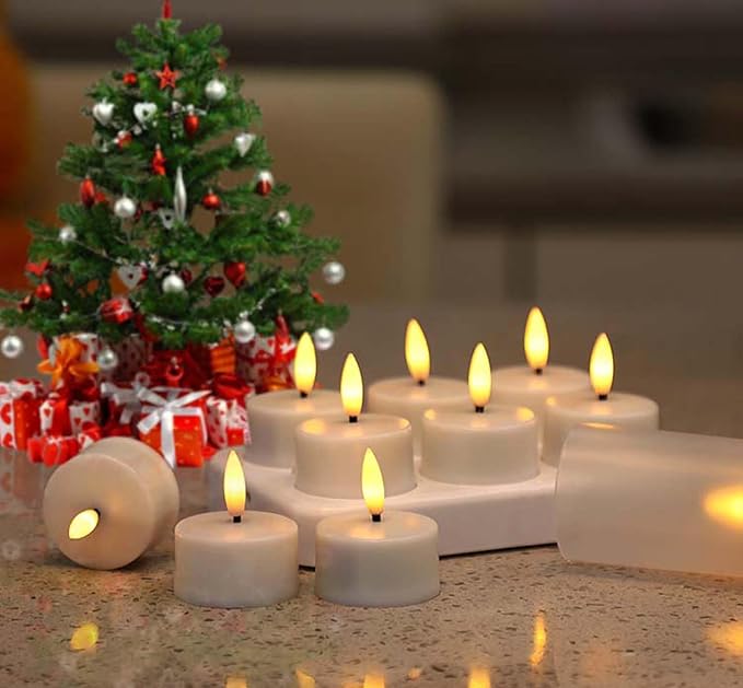 Rechargeable LED Tea Lights, Flickering Flameless Candles - Image 5