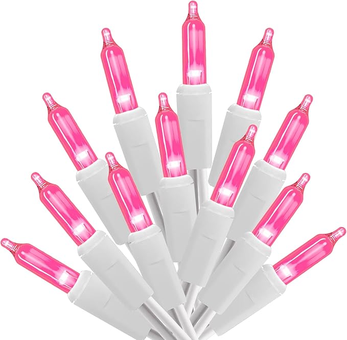 100 Count Pink Lights for Valentine's Day Decorations 20ft Mini Christmas by Yiaht