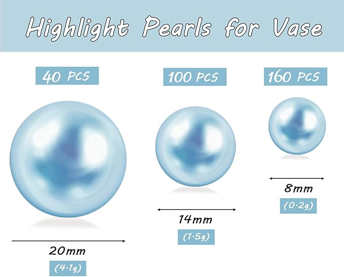 300Pcs Light Blue Polished No Hole Faux Pearl Beads - Image 3