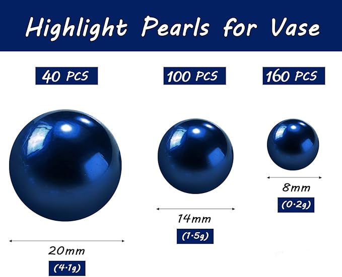300Pcs Navy Blue Polished No Hole Faux Pearl Beads - Image 2