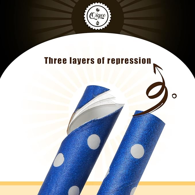 Blue Paper Straws 150pcs Disposable Bulk qiqee - Image 2