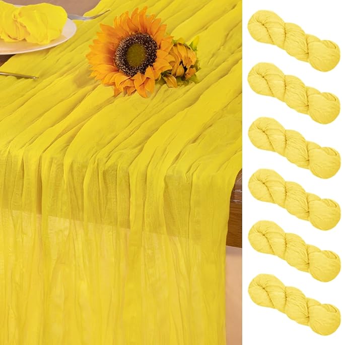 Lemon Yellow Cheesecloth Table Runner 6 Pack Fall Table Runners Boho Gauze 120 by DeZerlor