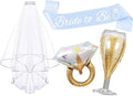 4PCS Bachelorette Blue Sash and Veil by Unknown