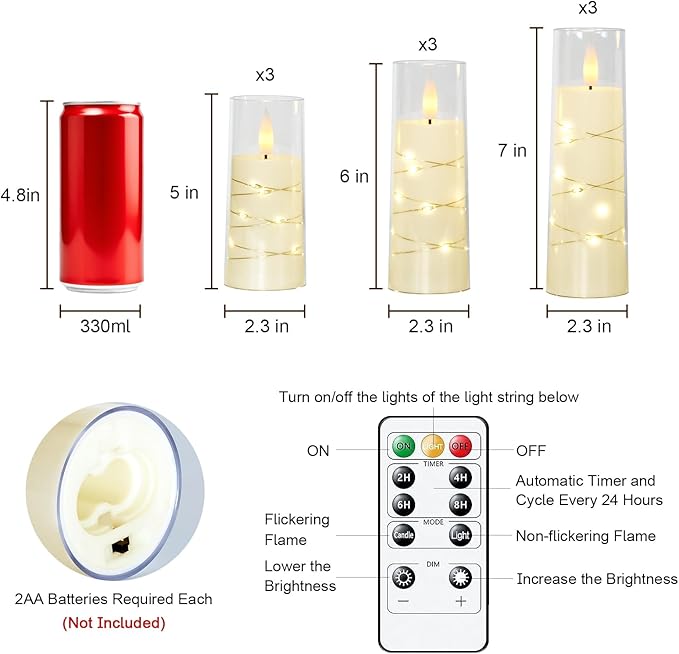 Raycare Flameless Candle with Remote Timer – 9 Flickering Acrylic Battery - Image 6