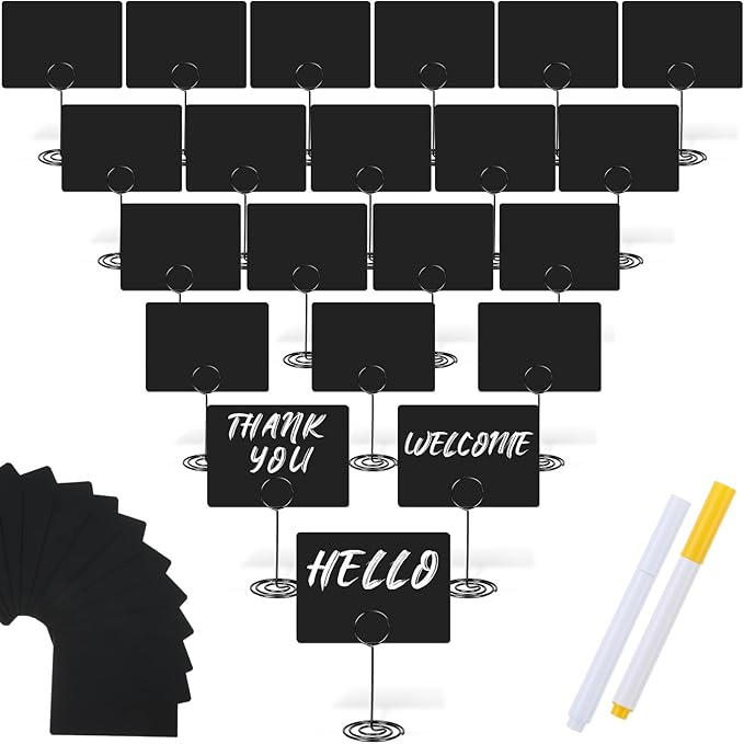 TecUnite 24 Pack Mini Chalkboard Signs, Tabletop Blackboard Signs Name Tags by TecUnite