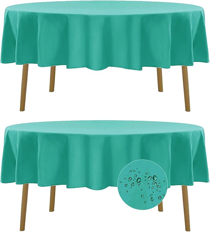 Fokitut 2 Pack Waterproof Round Tablecloth, 90 Inch, Stain Resistant and by BalsaCircle