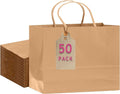 qiqee 50-Packs Brown Paper Gift Bags by Qiqee