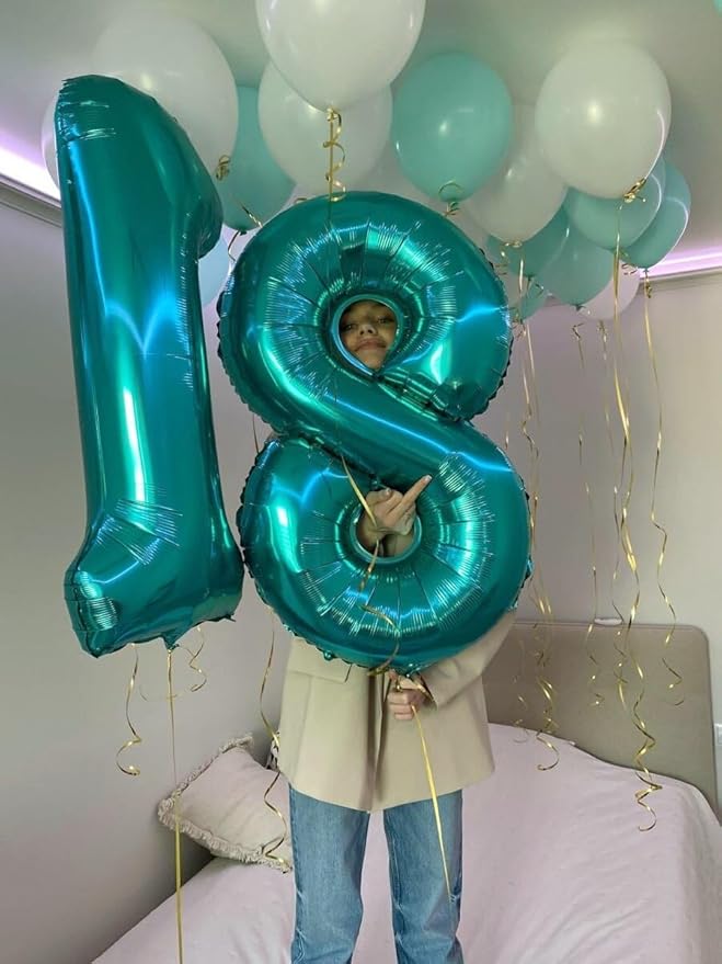 Teal Blue Number 7 Birthday Balloon 40 Inch, Digital Balloons - Image 5